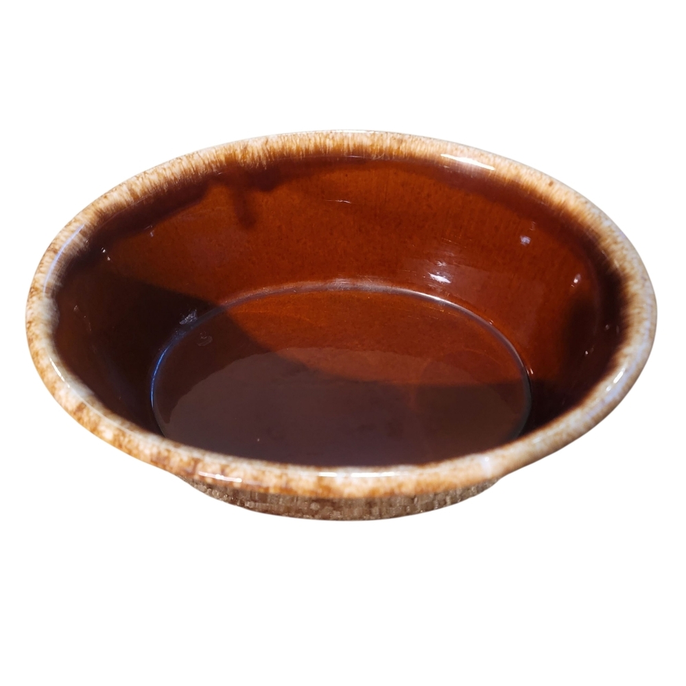 Hull Oven Proof Oval Casserole Dish with Lid Brown Drip Glaze Vintage USA 10" - Picture 3 of 8